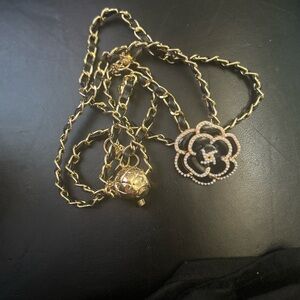 Gold Floral Chain Belt with Crystal Accents
